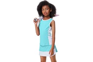 LIONJIE Girls Tennis Golf Dress Outfit Sleeveless Tank Top and Skorts Sets Sport Skirt with Shorts Pockets 3-12Y