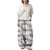 Womens Baggy Pants Floral Print Wide Leg Trousers Casual Elastic Waist Lantern Pant with Pockets for 2025 Summer