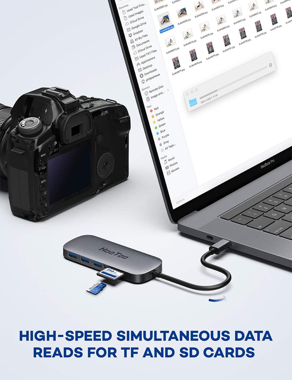 HooToo USB C Hub, 7 in 1 USB C to 4K HDMI Adapter with 100W PD Charging, 3 USB 3.0 Ports, SD/TF Card Readers for MacBook/Pro/Air/IMAC/iPad Pro and Type C Laptops Chromebook: Computers & Accessories