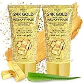 AZURE 24K Gold Firming Peel Off Face Mask - Anti Aging, Lifting, Illuminating & Revitalizing - Removes Blackheads, Dirt & Oil with Hyaluronic Acid & Collagen - Korean Skin Care - 150 mL - Pack of 2
