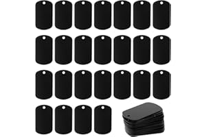 APAUSVCM 25Pcs Metal Stamping Blanks, Aluminum Blank Dog Tags Black Metal Tags for Laser Engraving and Stamping Rectangle Engraving Blanks Keychain for DIY Decorative Craft