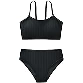 Adarl Girl's 2 Piece Swimsuit Solid Spaghetti Strap Bikini Sets Beach Bathing Suit Swimwear for Teen Kids