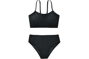 Adarl Girl's 2 Piece Swimsuit Solid Spaghetti Strap Bikini Sets Beach Bathing Suit Swimwear for Teen Kids