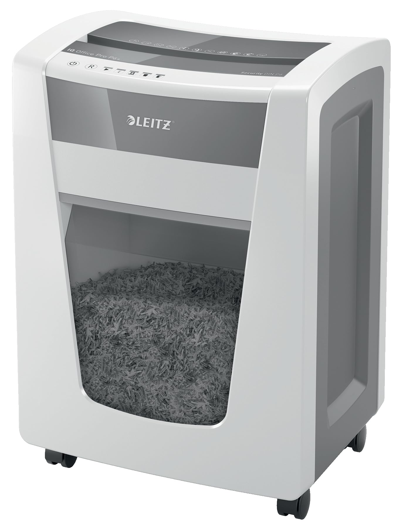Leitz IQ Office Pro P6+ Super Micro Cut Paper Shredder, Shreds 6-5 Sheets (70-80 gsm), 30L Bin, White, 80101000