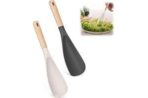 Silicone Spoons for Cooking, 2 Pcs Multifunction Spatula Cooking, Silicon Serv Spoon, Kitchen Utensils, Salad Spatula Spoon, 