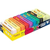 Jovi - Glow in The Dark, Non Drying Modeling Clay, Endlessly Reusable Plasticine, Set of 10 Bars (8 Basic Color + 2 Glow in The Dark), Each 1.75oz, for Arts and Crafts Projects