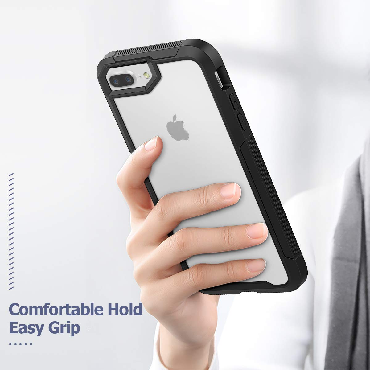 SEYMAC iPhone 8 Plus Case, Clear Shock Absorption Dual Layer Hybrid Protection Anti Scratch Easy Grip Case [Support Wireless Charging] for 5.5\