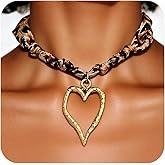 Frigotine Chunky Scarf Bandana Necklace for Women, Trendy Statement Leopard Vintage Charm Choker Necklaces Boho Fall Accessories Fashion Jewelry Gift