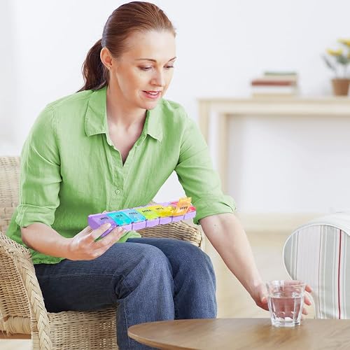 Weekly Pill Organizer – 3 Times a Day, 7 Day Travel Pill Box with Large Compartments