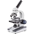 AmScope M150C-MS Compound Monocular Microscope, WF10x and WF25x Eyepieces, 40x-1000x Magnification, LED Illumination, Brightfield, Single-Lens Condenser, Coaxial Coarse and Fine Focus, Mechanical Stage, 110V