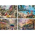 Ceaco Thomas Kinkade The Disney Collection 4 in 1 Multipack Snow White, Mickey & Minnie Mouse, & Pocahontas Jigsaw Puzzles, (