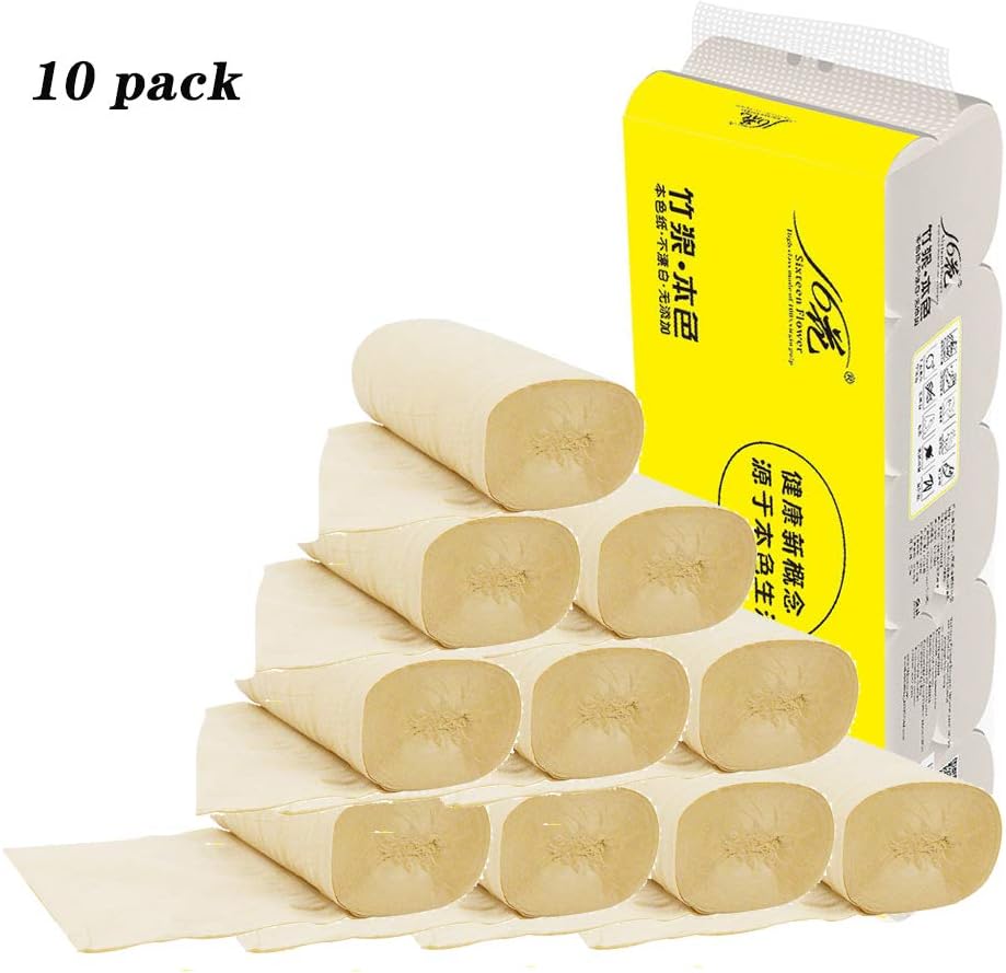 10 Pack x Toilet Tissue Bulk Large Pack Quality White Ultra Soft Toilet Paper, 3-Ply Toilet Paper Ultra Strong and Soft,for Restaurant, Office, Home (Yellow) (Yellow （10 x Pack）)