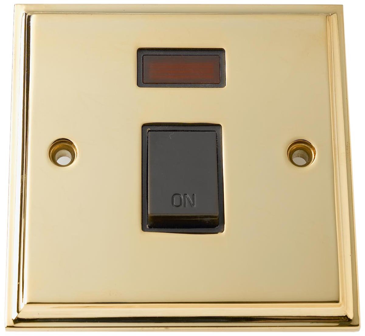 Merriway BH02739 Victorian Double Pole Switch 20 Amp 1-Gang with Neon Indicator - Brass