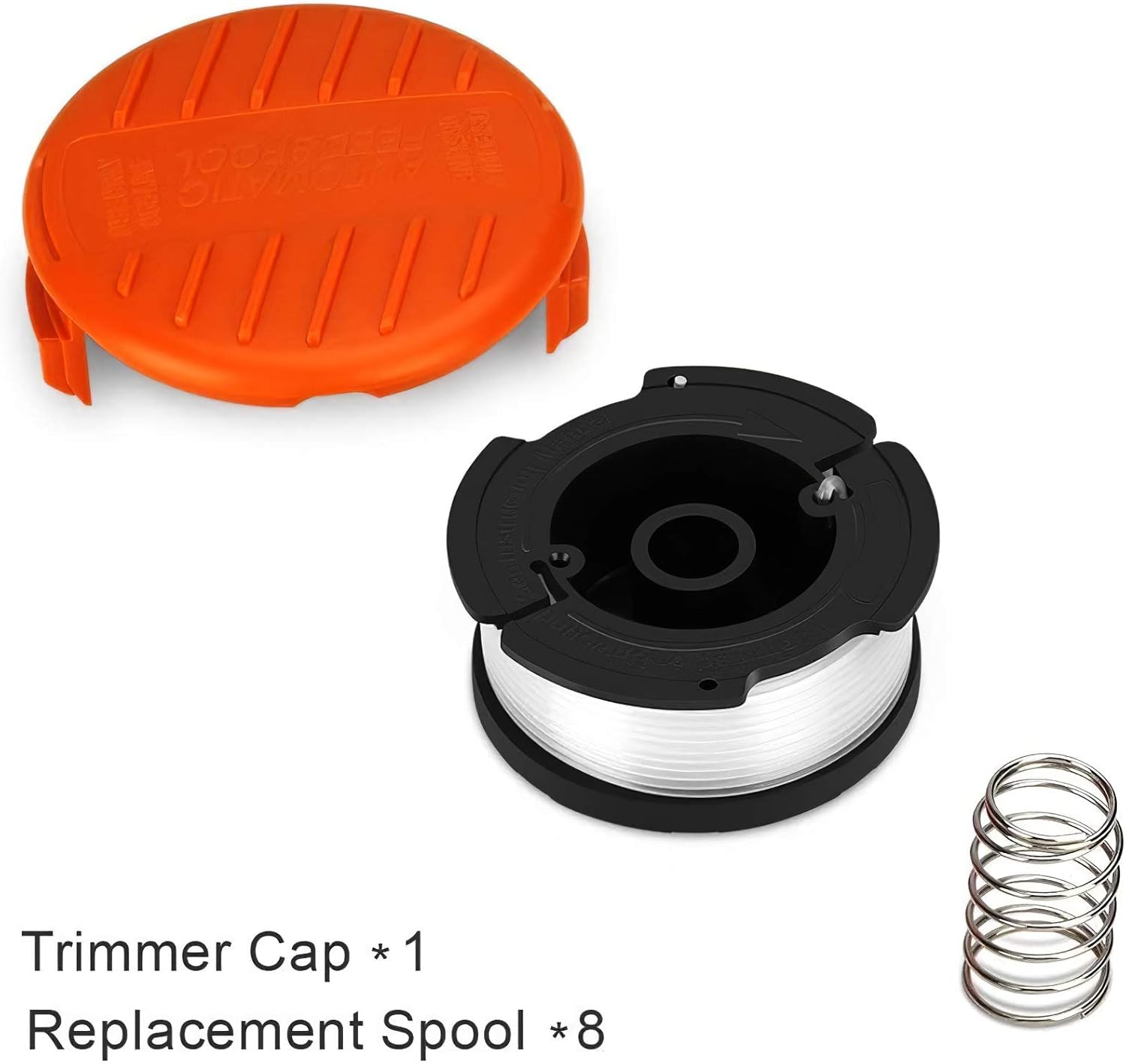 Eventronic Line String Trimmer Replacement Spool, 30ft 0.065" Autofeed Replacement Spools Compatible with Black+Decker String Trimmers (8-Line Spool + 1 Cap+1 Spring) : Garden & Outdoor