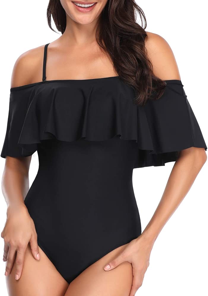 plus size off the shoulder swimdress