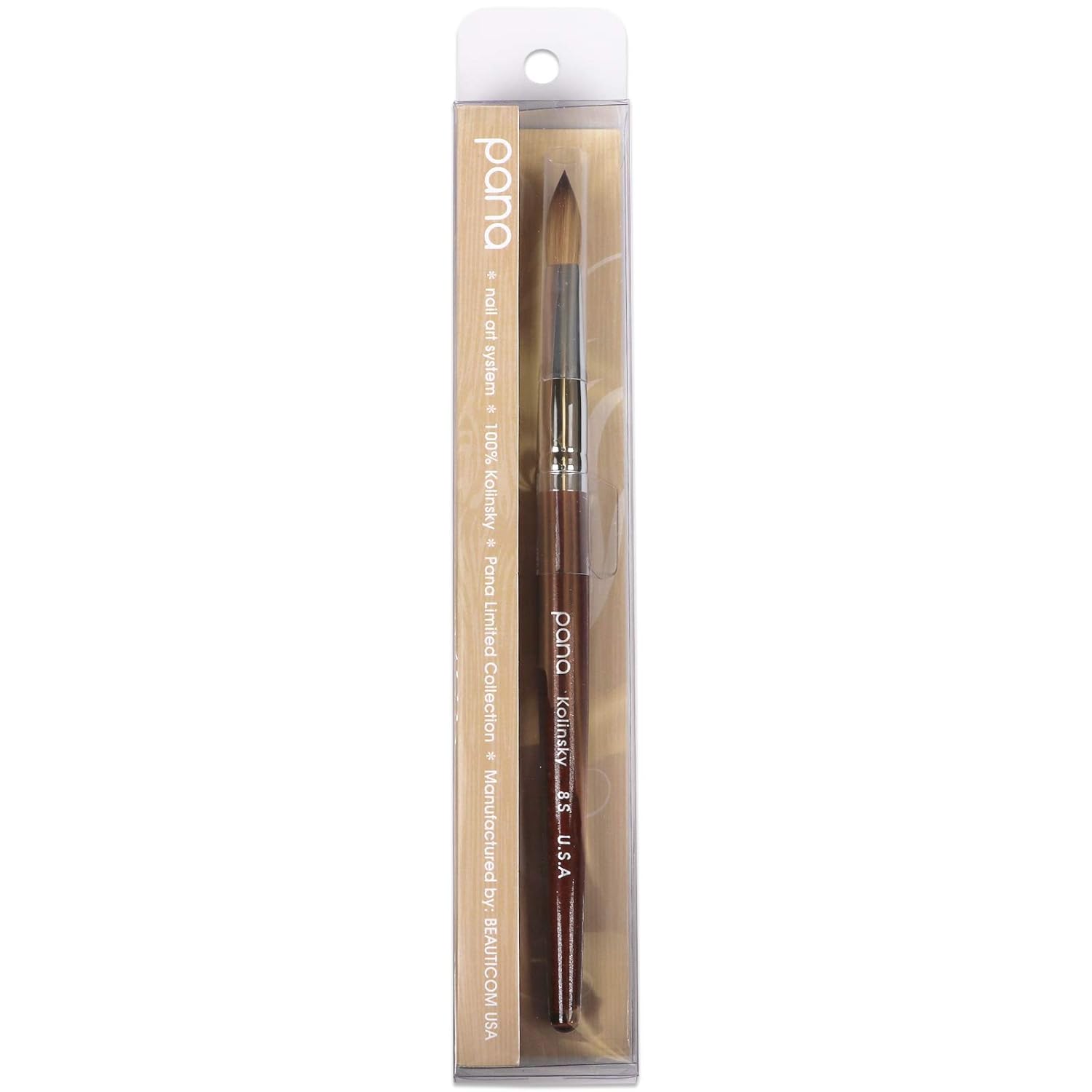 PANA 100% Pure Kolinsky Hair Bristles Acrylic Nail Brush Oval Crimped Shaped Mahogany Wood Handle Professional Salon Quality (Size 8, Mahogany) : Beauty