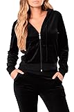 Pink Queen Women's Velvet Zip Up Hooded Coat