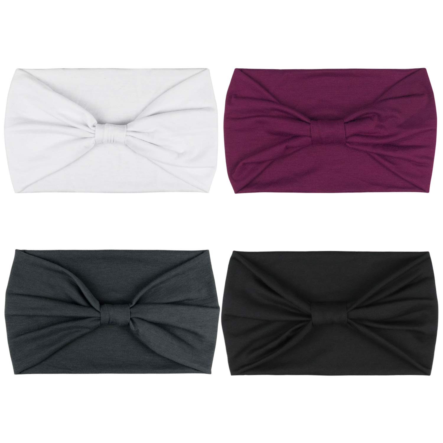 DRESHOW 4 Pack Women Headbands Boho Criss Cross Head Wrap Elastic Hair Bands Accessories