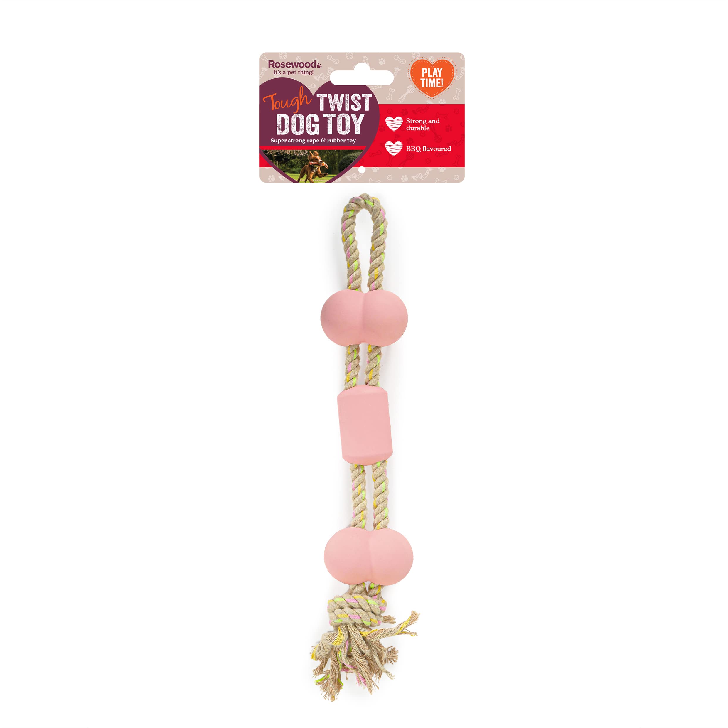 Rosewood BBQ Flavour Tough Rubber and Rope Dog Toy