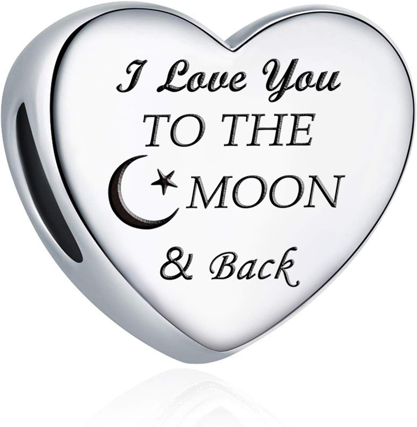 MallDou Jewelry Charm Fit Pandora Charms Bracelet I Love You to The Moon and Back Love Heart Charms Christmas Birthday Gift
