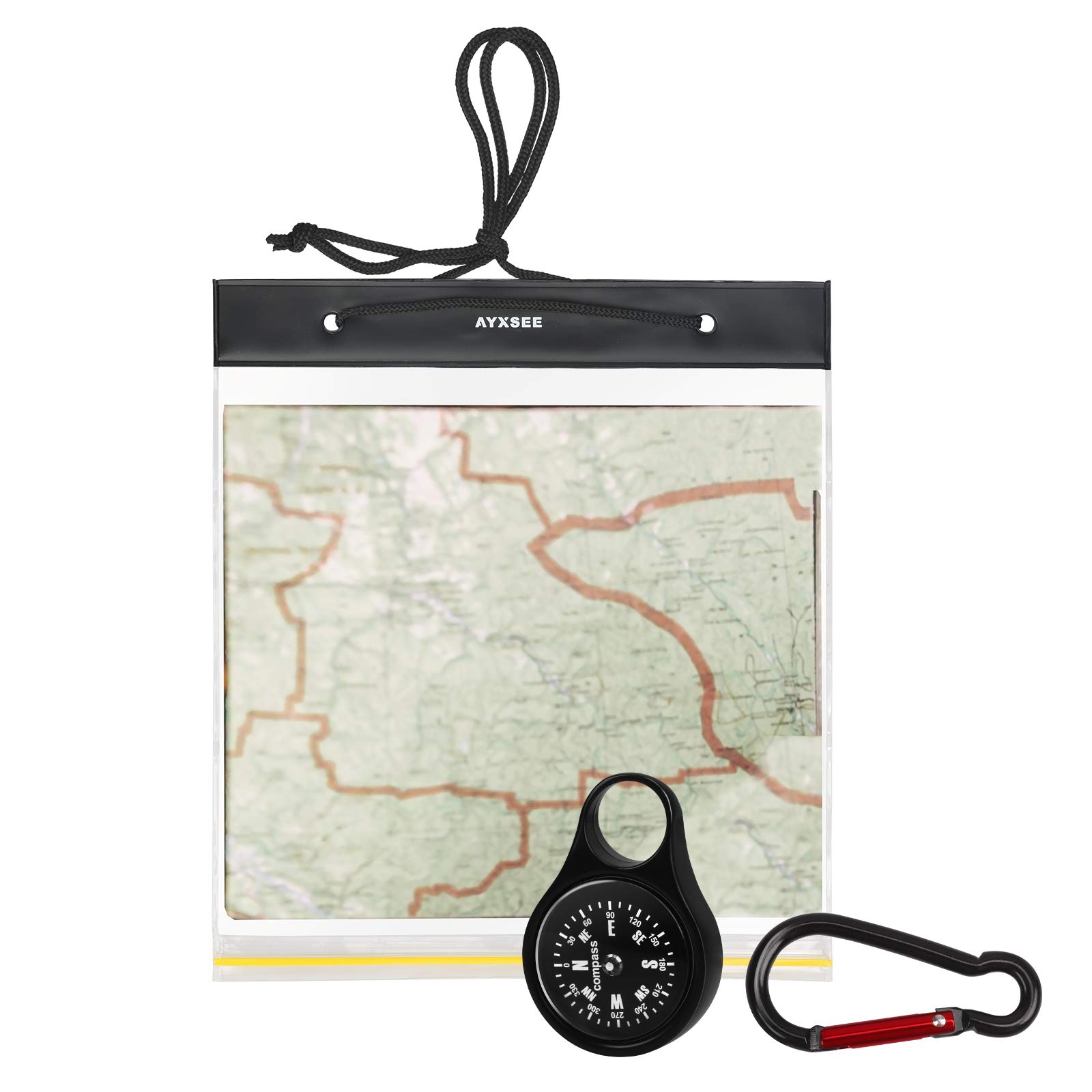 TGFIX PVC Waterproof Map Case holder Clear Foldable Map Case Pouch with Compass for Outdoor Camping Hiking Map iPad Mobile Phone