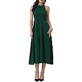 WOMLAYOUT Women's Cocktail Prom Dress 2025 Midi Halter Neck Sleeveless Vintage 50s Wedding Guest Dress