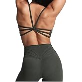 Aoxjox Women's Workout Sports Bras Ruched Rachel Fitness Training Gym Bra Yoga Crop Tank