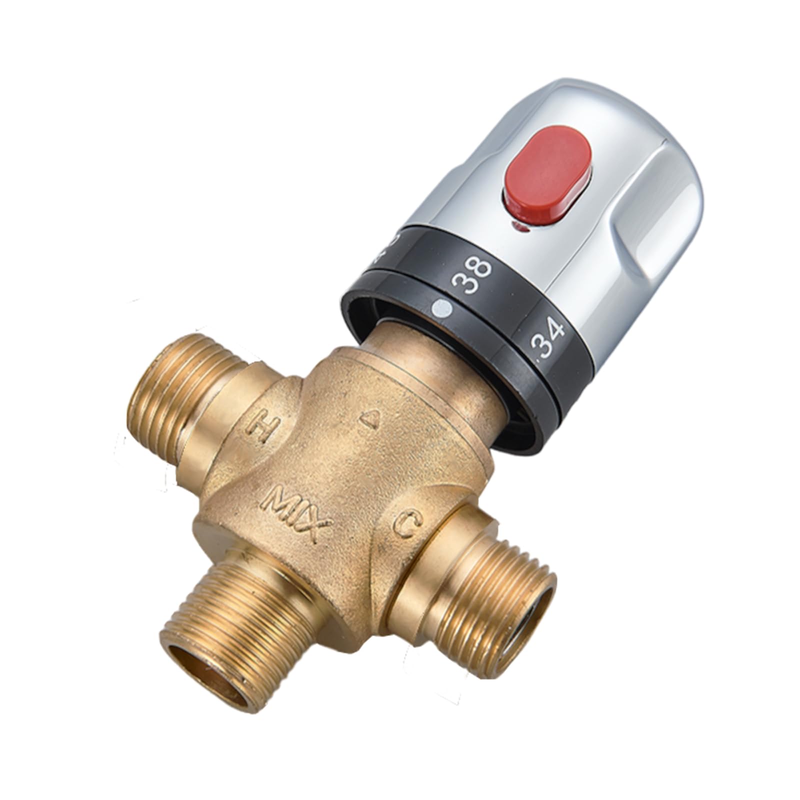 Coleniny Thermostatic Mixing Valve for Shower System Water Temperature Control Pipe Basin Thermostat Control, Solid Brass 3-Way Hot Cold Water Regulator 1/2" BSP (21mm) Connection