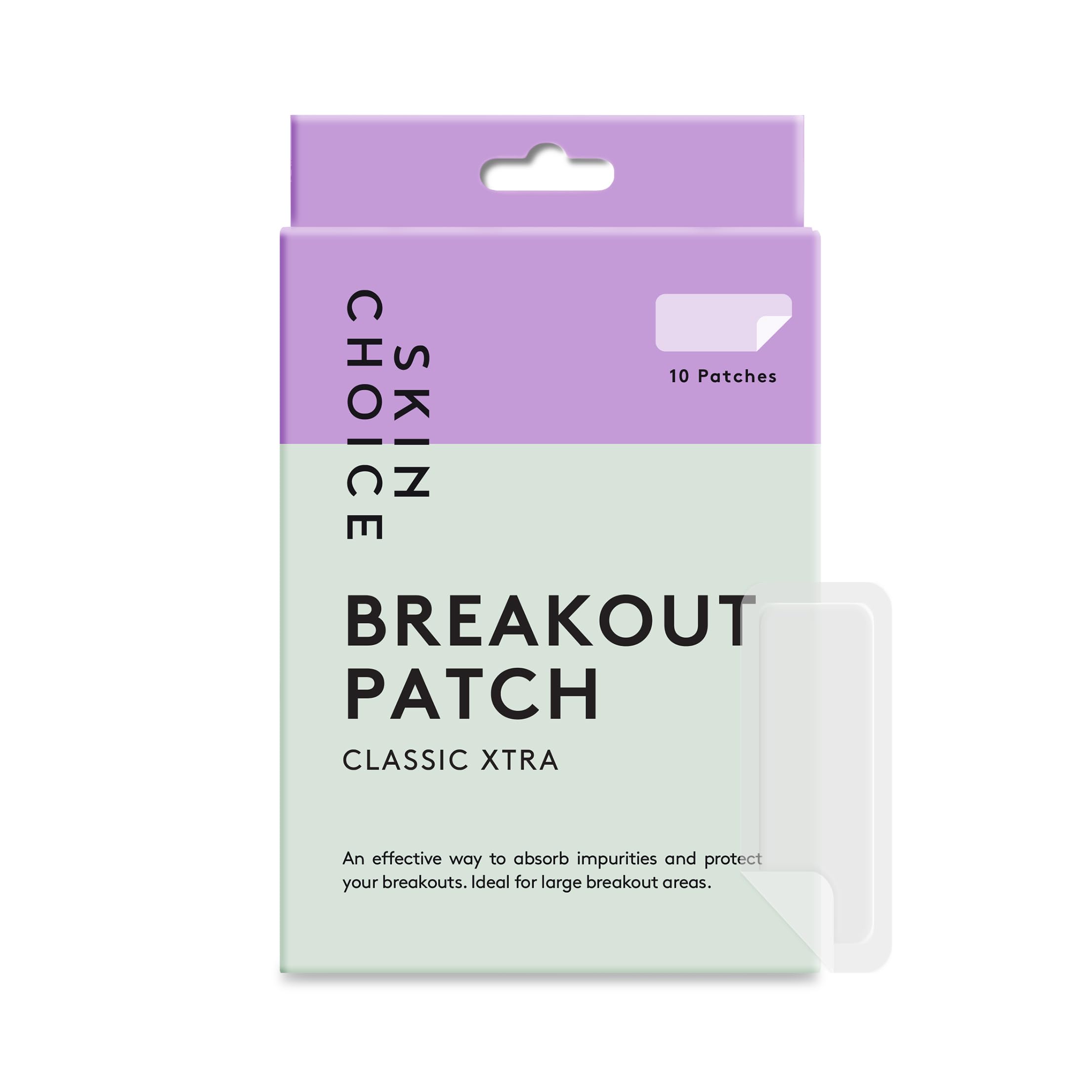 SKIN CHOICE Large Pimple Patches - Breakout Patch Classic Xtra - For Forehead & Chin, Mighty Surface Large Spot Patches, Large Hydrocolloid Patch, Vegan, Cruelty-Free, Korean Skincare (Pack of 10)