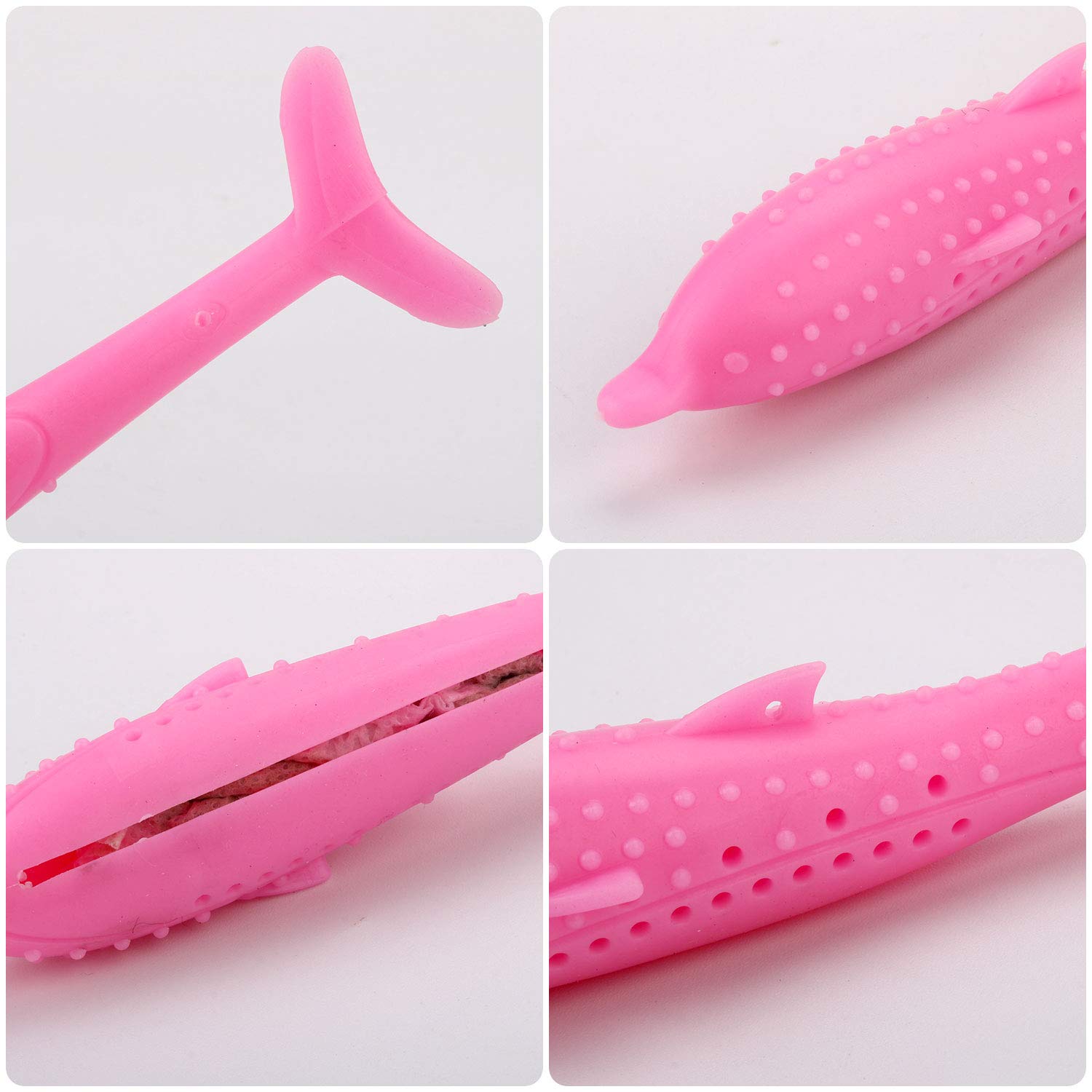 Legendog Pet Toy Creative Silicone Fish Shape Cat Toothbrush Cat Teething Toy with Catnip