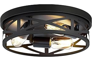 ZHU YAN 13 inch Farmhouse Ceiling Light Fixture,3-Light Hallway Light Fixtures Ceiling,Black Flush Mount Ceiling Light,Light Fixture Ceiling Mount for Kitchen Hallway Entryway,E26 Base（1 Pack）