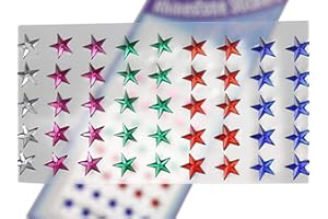 ALLSTARCO Self Adhesive Acrylic Rhinestones Plastic Face Gems Stick On Body Jewels for DIY Cards and Invitations Crafts Bling Sticker - 5 Sheets - 250PCS (8mm Assorted Colors Stars)
