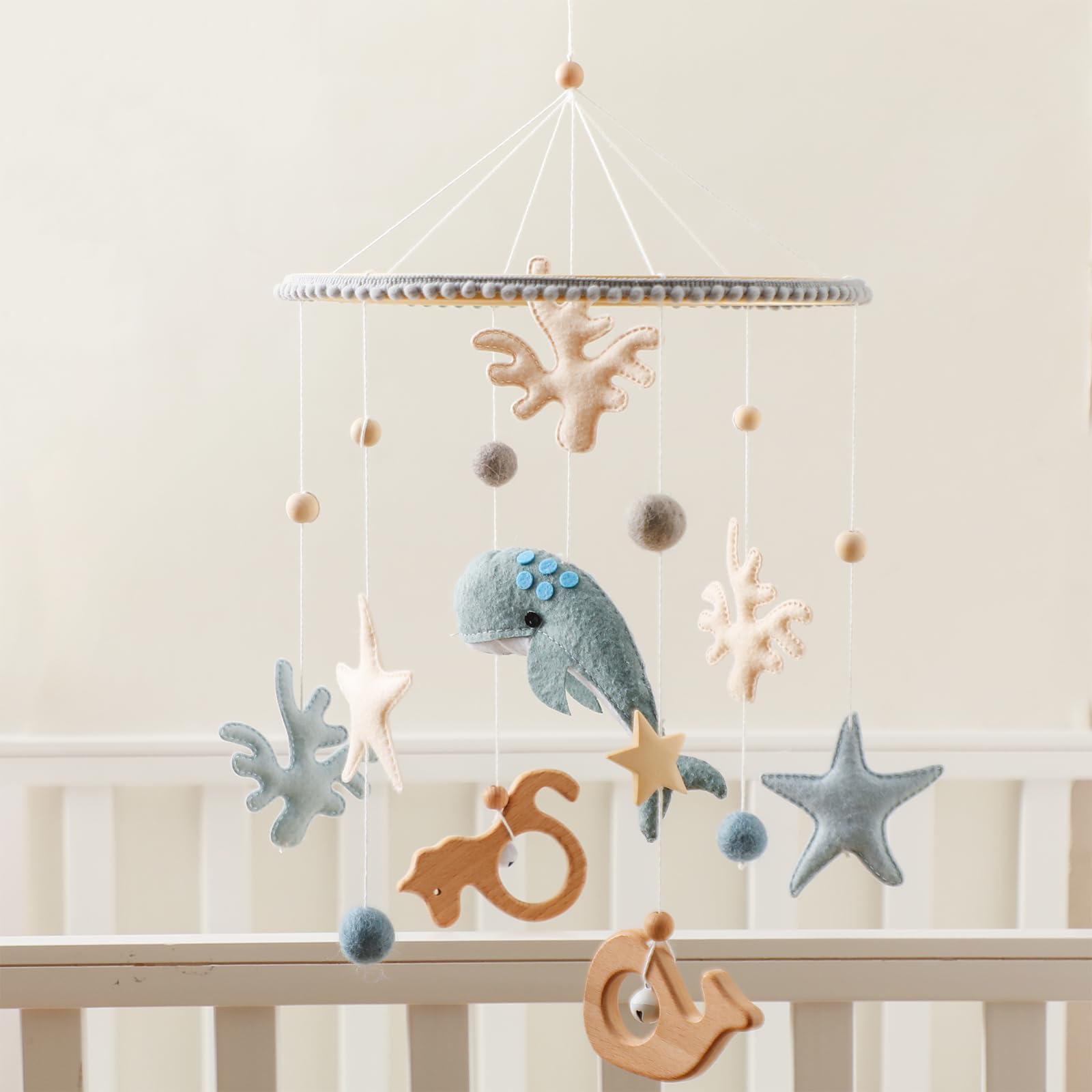 Photo 1 of Crib Mobile for Baby Boys Girls Ocean Whale Nursery Mobile Gender Neutral Baby Mobile Handmade Ceiling Mobile Best Gifts for Christmas Birthday Baby Shower