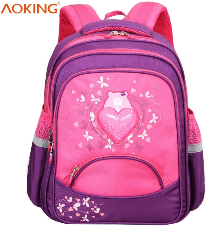 Children's Schoolbag Shoulder-Less Schoolbag Breathable Cute Bear Backpack, Rose red