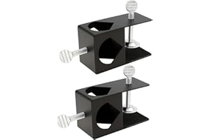 RTNLIT Deck Torch Clamp Bracket for Outdoor Mounting Poles on Porch/Rail/Table/Fence, Black(Set of 2)