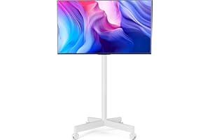 HOLMAXD Mobile TV Cart Rolling TV Stand for 23-65 Inch Screen Outdoor TV up to 110 lbs, Height Adjustable Portable TV Cart with Wheels and Tilt Mount, Outdoor TV Stand Mount, Max VESA 400x400mm, White