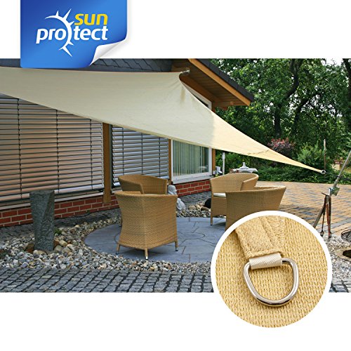 sunprotect 83493 Professional Sonnensegel, 2 x 2 x 2 m, Dreieck, Wind- & wasserdurchlässig, beige – Bild 2