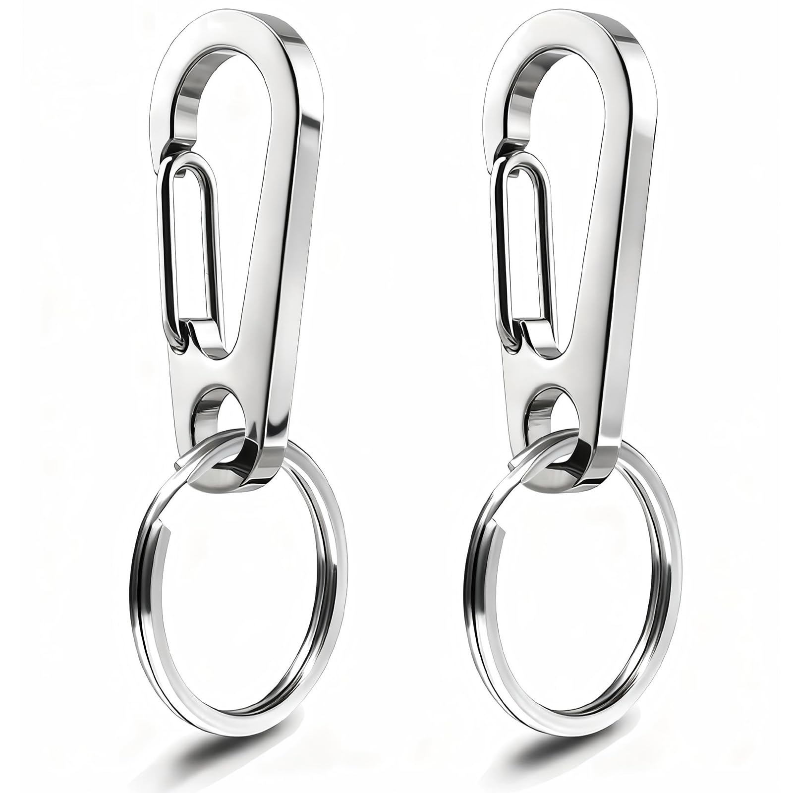 IVIA Dog Tag Clips / 2 Pack/Multiple Size 304 Stainless Steel Quick Clip with Rings/Easy Change Dog Cat ID Tag Holder for Small pet Collars and Harnesses.(2 Large Silver)