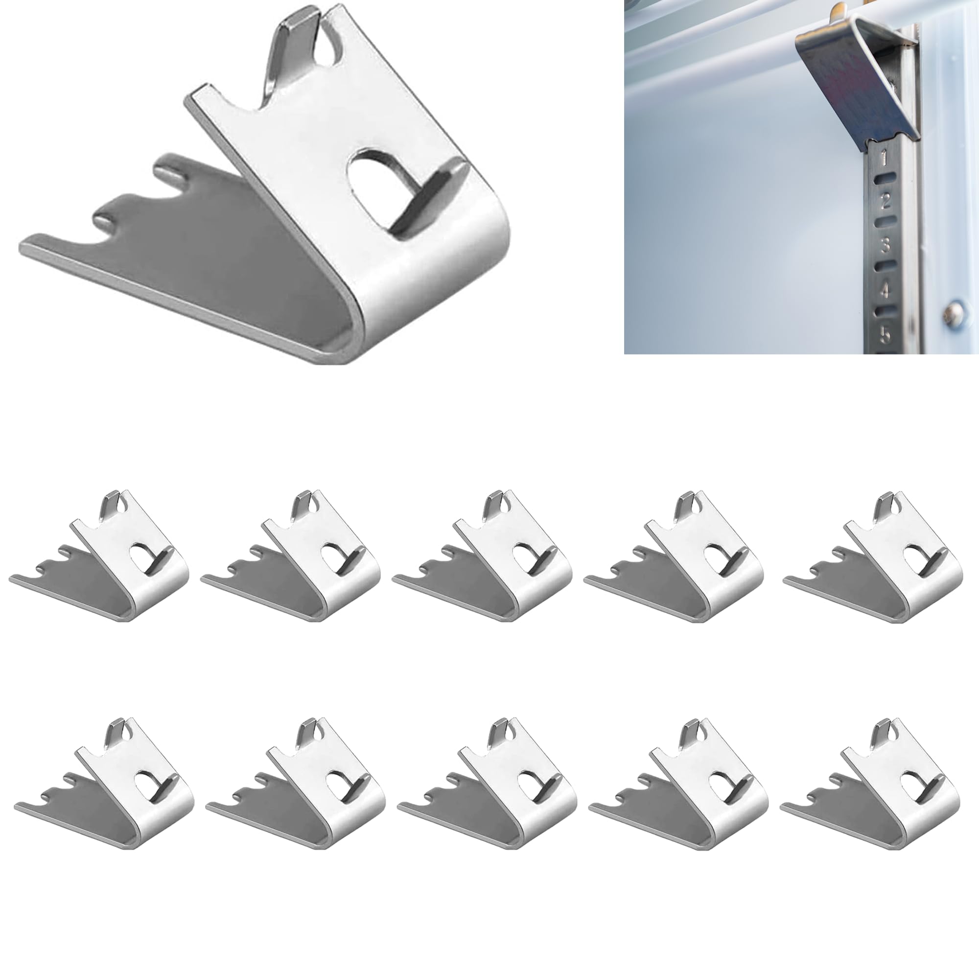 Photo 1 of 10 Piece Set of Refrigerator Refrigerated Shelf Replacement Clip Brackets. Refrigerator Buckles. Refrigerator Freezer Brackets. Stainless Steel Hook Rack Clips