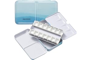 MEEDEN Empty Watercolor Paint Palette: Travel Water Color Palette Tin with 12 Half Pans - Portable Metal Palette Tin Box for Artist Student Adults (Blue)