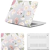 HLAAJJX Arts Case for New MacBook Pro 15 inch 2019 2018 2017 2016 A1990 A1707 Touch Bar/Touch ID,Plastic Protective Laptop Cover for MacBook Pro Case 15 inch,Pink Gold Flower