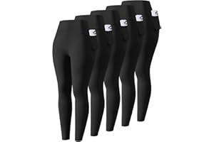 Celfaeree 5 Packs Girls Athletic Leggings Kids Yoga Pants with Pockets High Waist Leggings Yoga Dance Workout Running