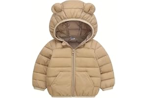 bebeone Toddler Winter Coats Puffer Padded Jacket Baby Boys Girls Bear Hoods Down Jacket Light Weight Infant Outerwear