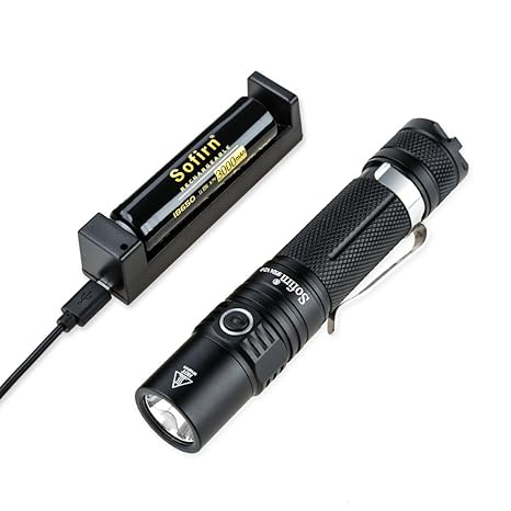 Sofirn SP32A V2.0 Taschenlampe, Hohes Lumen mit einem 18650 Akku und Aufladegerät, CREE XPL2 LED 1300 Lumen, zwei Licht Grupp