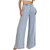 Sidefeel Women's Drawstring Wide Leg Jeans High Waisted Loose Fit Denim Pants