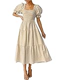 ZESICA Women's 2025 Bohemian Summer Plaid Square