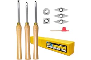 Mini Carbide Tipped Wood Lathe Turning Tools Combo Set Rougher Detailer Finisher with Wood Handle and Diamond Round Square Ca