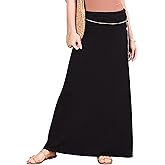 Popana Long maxi skirts for women – High Waisted Flowy Long Skirt for Women, Casual A-Line Plus Size Maxi Skirt