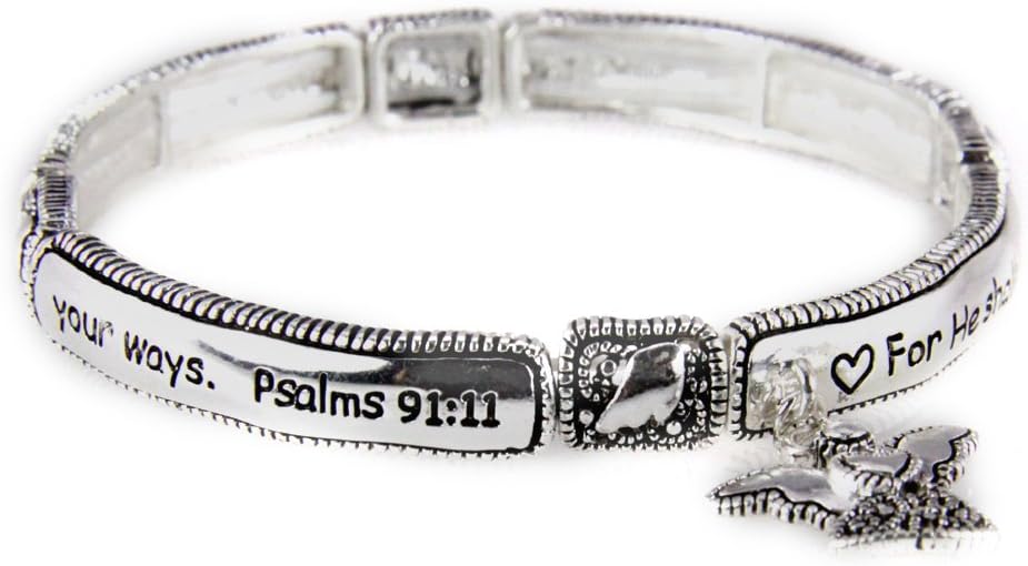 Christian Bracelets4030891 Psalm 91:11 Angel Stretch Bracelet Scripture Guardian Protect Watch Over