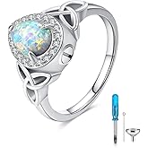 KoyeKei Opal Urn Ring 925 Sterling Silver Cremation Ring for Ashes Teardrop Keepsake Jewelry for Women 7 8 9 Size